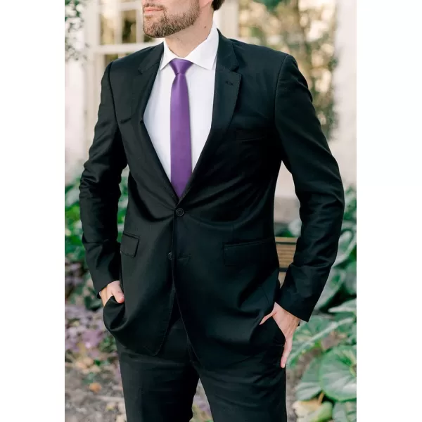 HISDERN Ties for Men 2.17'' Skinny Solid Color Necktie Formal Busines Woven Satin Thin Silk Silm Mens Tie Wedding Party