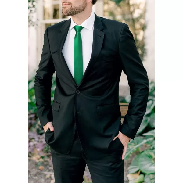 HISDERN Ties for Men 2.17'' Skinny Solid Color Necktie Formal Busines Woven Satin Thin Silk Silm Mens Tie Wedding Party