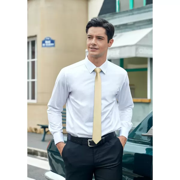 HISDERN Ties for Men 2.17'' Skinny Solid Color Necktie Formal Busines Woven Satin Thin Silk Silm Mens Tie Wedding Party