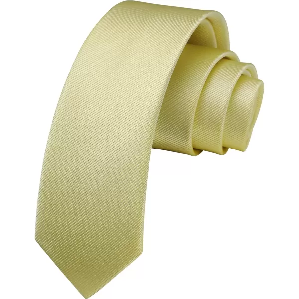 HISDERN Ties for Men 2.17'' Skinny Solid Color Necktie Formal Busines Woven Satin Thin Silk Silm Mens Tie Wedding Party