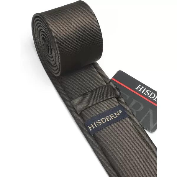 HISDERN Ties for Men 2.17'' Skinny Solid Color Necktie Formal Busines Woven Satin Thin Silk Silm Mens Tie Wedding Party