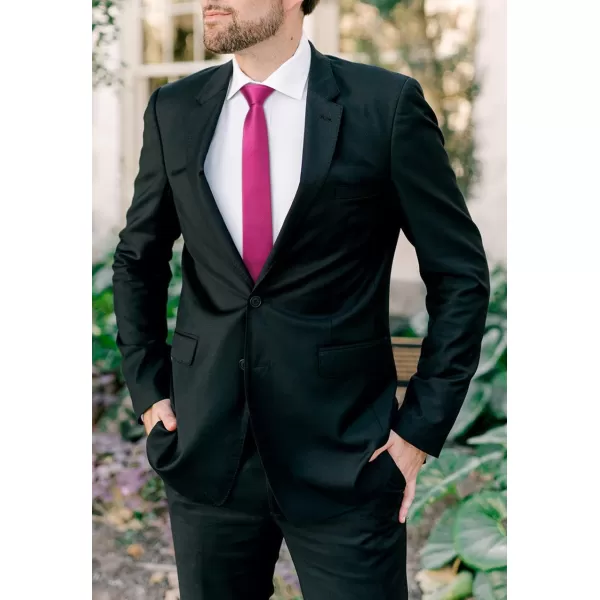 HISDERN Ties for Men 2.17'' Skinny Solid Color Necktie Formal Busines Woven Satin Thin Silk Silm Mens Tie Wedding Party