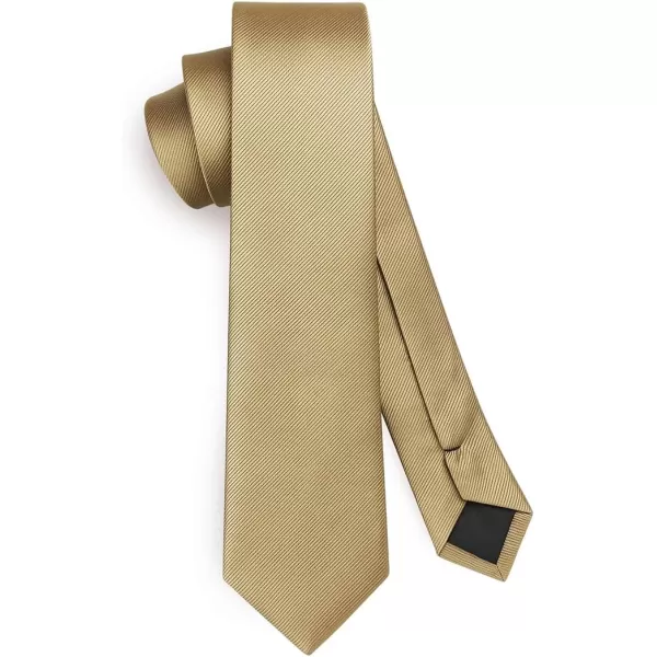 HISDERN Ties for Men 2.17'' Skinny Solid Color Necktie Formal Busines Woven Satin Thin Silk Silm Mens Tie Wedding Party