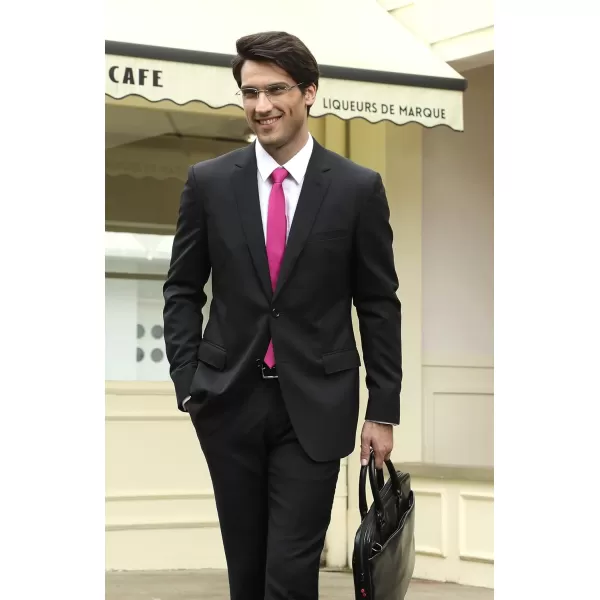 HISDERN Ties for Men 2.17'' Skinny Solid Color Necktie Formal Busines Woven Satin Thin Silk Silm Mens Tie Wedding Party