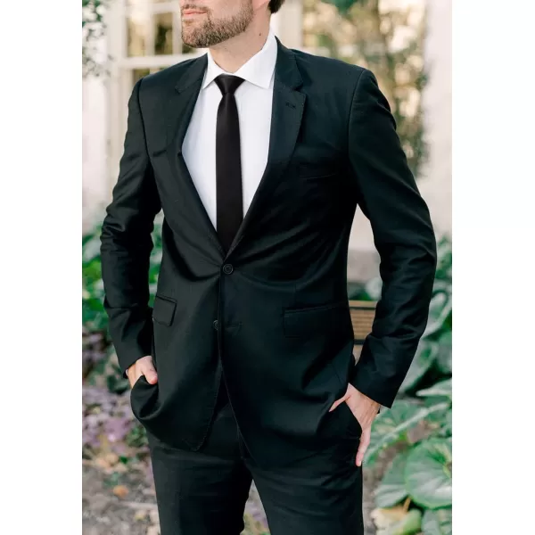 HISDERN Ties for Men 2.17'' Skinny Solid Color Necktie Formal Busines Woven Satin Thin Silk Silm Mens Tie Wedding Party