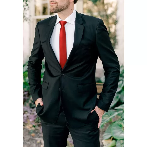 HISDERN Ties for Men 2.17'' Skinny Solid Color Necktie Formal Busines Woven Satin Thin Silk Silm Mens Tie Wedding Party