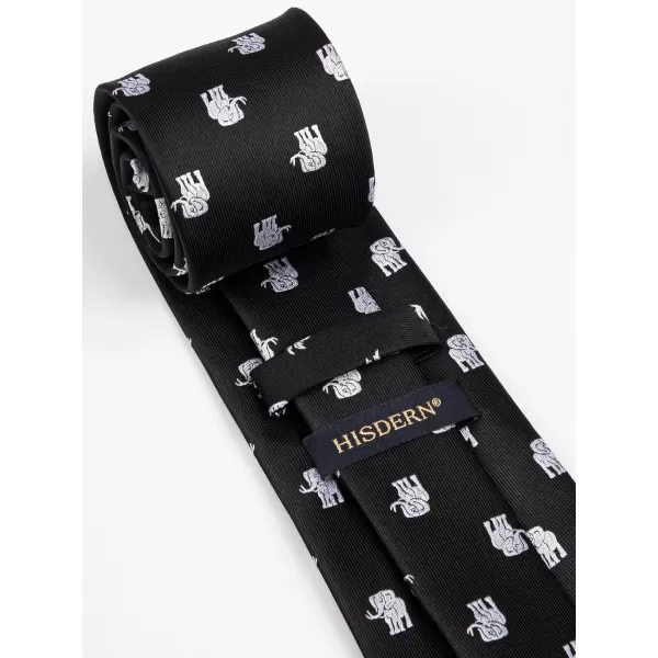 HISDERN Ties for Men Classic Animal Tie and Pocket Square Set Jacquard Woven Silk Neckties Handkerchief Wedding Party