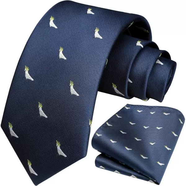 HISDERN Ties for Men Classic Animal Tie and Pocket Square Set Jacquard Woven Silk Neckties Handkerchief Wedding Party