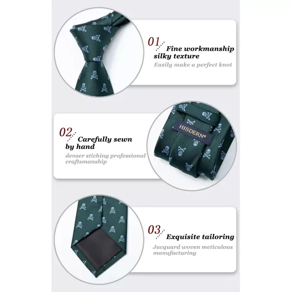 HISDERN Ties for Men Classic Animal Tie and Pocket Square Set Jacquard Woven Silk Neckties Handkerchief Wedding Party