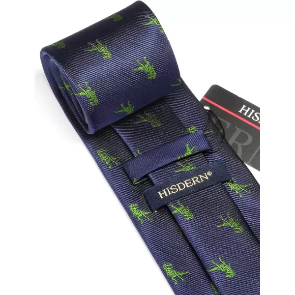 HISDERN Ties for Men Classic Animal Tie and Pocket Square Set Jacquard Woven Silk Neckties Handkerchief Wedding Party