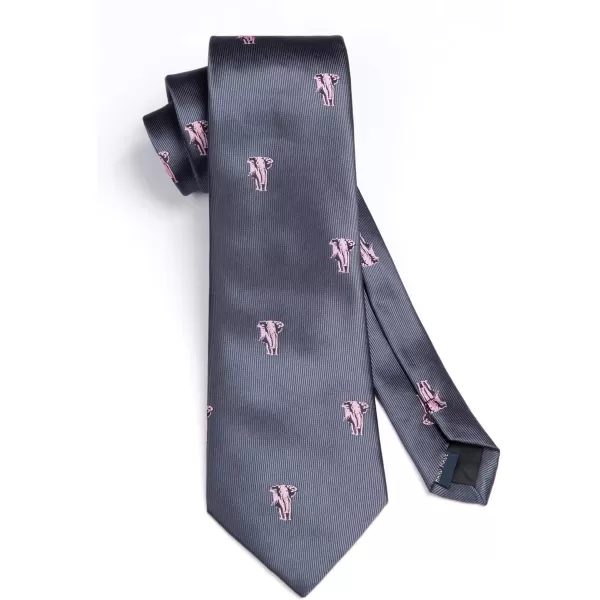HISDERN Ties for Men Classic Animal Tie and Pocket Square Set Jacquard Woven Silk Neckties Handkerchief Wedding Party