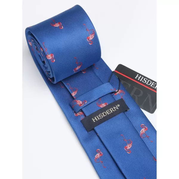 HISDERN Ties for Men Classic Animal Tie and Pocket Square Set Jacquard Woven Silk Neckties Handkerchief Wedding Party