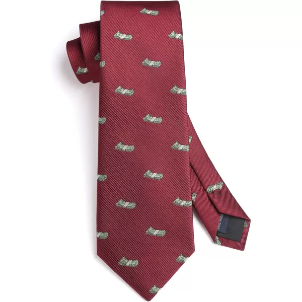 HISDERN Ties for Men Classic Animal Tie and Pocket Square Set Jacquard Woven Silk Neckties Handkerchief Wedding Party