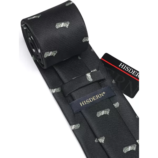 HISDERN Ties for Men Classic Animal Tie and Pocket Square Set Jacquard Woven Silk Neckties Handkerchief Wedding Party