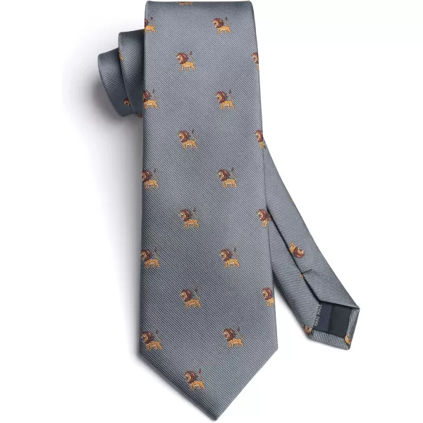 HISDERN Ties for Men Classic Animal Tie and Pocket Square Set Jacquard Woven Silk Neckties Handkerchief Wedding Party