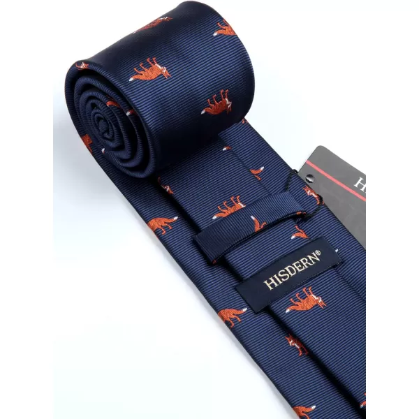 HISDERN Ties for Men Classic Animal Tie and Pocket Square Set Jacquard Woven Silk Neckties Handkerchief Wedding Party