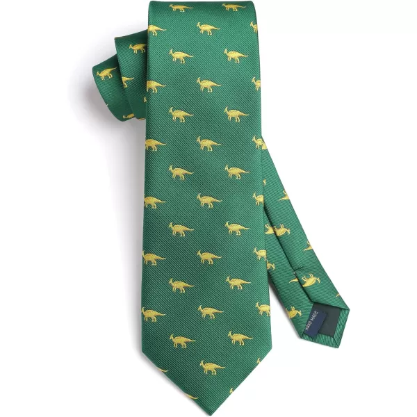 HISDERN Ties for Men Classic Animal Tie and Pocket Square Set Jacquard Woven Silk Neckties Handkerchief Wedding Party