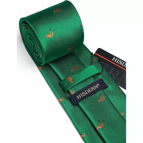 HISDERN Ties for Men Classic Animal Tie and Pocket Square Set Jacquard Woven Silk Neckties Handkerchief Wedding Party