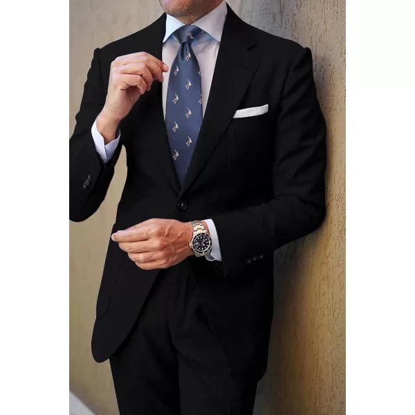 HISDERN Ties for Men Classic Animal Tie and Pocket Square Set Jacquard Woven Silk Neckties Handkerchief Wedding Party