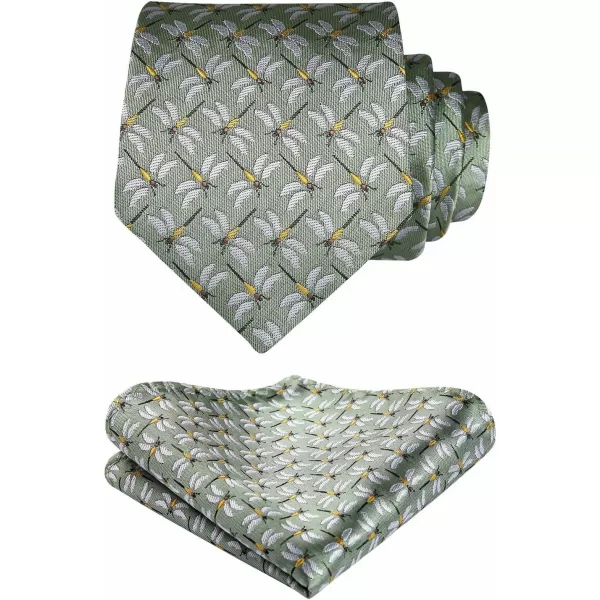 HISDERN Ties for Men Classic Animal Tie and Pocket Square Set Jacquard Woven Silk Neckties Handkerchief Wedding Party