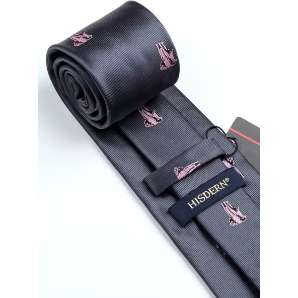 HISDERN Ties for Men Classic Animal Tie and Pocket Square Set Jacquard Woven Silk Neckties Handkerchief Wedding Party