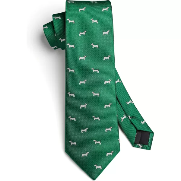 HISDERN Ties for Men Classic Animal Tie and Pocket Square Set Jacquard Woven Silk Neckties Handkerchief Wedding Party