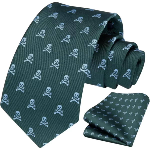 HISDERN Ties for Men Classic Animal Tie and Pocket Square Set Jacquard Woven Silk Neckties Handkerchief Wedding Party