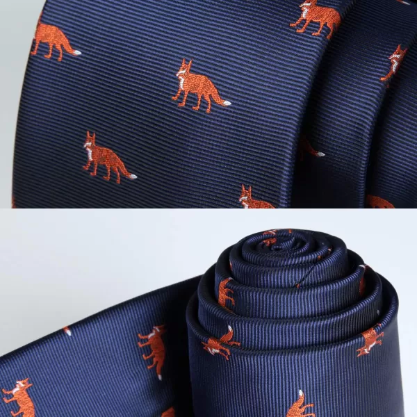 HISDERN Ties for Men Classic Animal Tie and Pocket Square Set Jacquard Woven Silk Neckties Handkerchief Wedding Party
