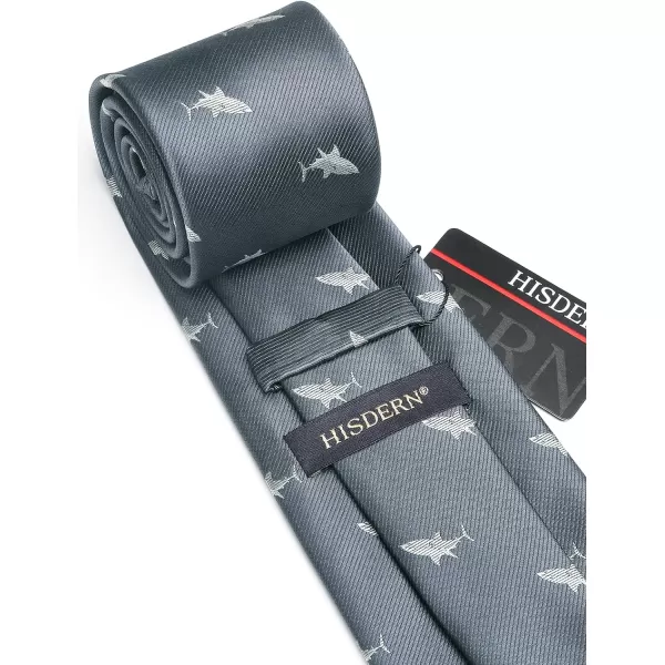 HISDERN Ties for Men Classic Animal Tie and Pocket Square Set Jacquard Woven Silk Neckties Handkerchief Wedding Party