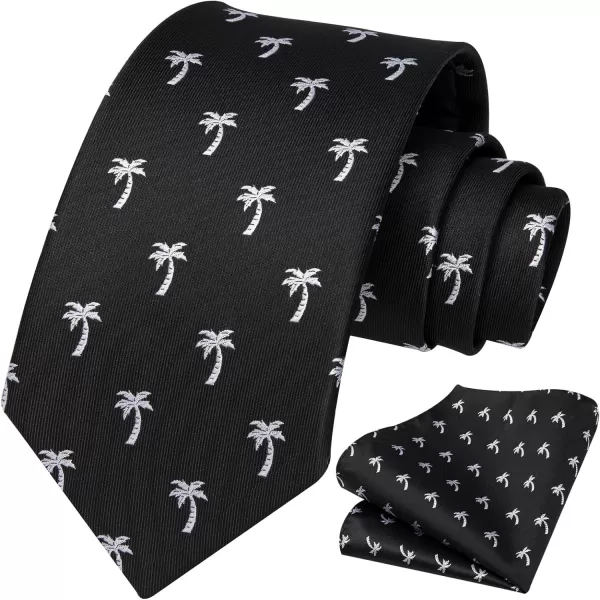 HISDERN Ties for Men Classic Animal Tie and Pocket Square Set Jacquard Woven Silk Neckties Handkerchief Wedding Party