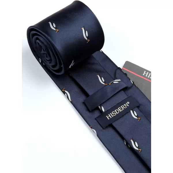 HISDERN Ties for Men Classic Animal Tie and Pocket Square Set Jacquard Woven Silk Neckties Handkerchief Wedding Party