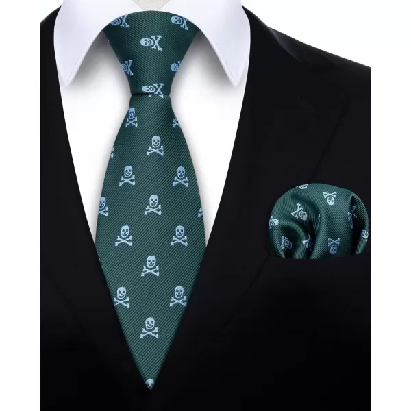 HISDERN Ties for Men Classic Animal Tie and Pocket Square Set Jacquard Woven Silk Neckties Handkerchief Wedding Party