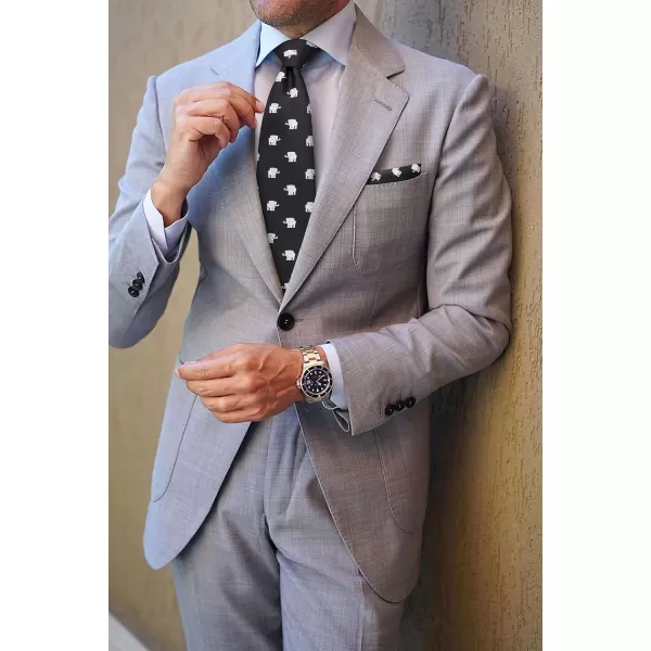 HISDERN Ties for Men Classic Animal Tie and Pocket Square Set Jacquard Woven Silk Neckties Handkerchief Wedding Party