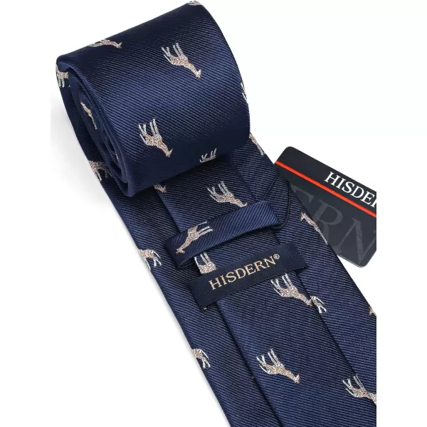 HISDERN Ties for Men Classic Animal Tie and Pocket Square Set Jacquard Woven Silk Neckties Handkerchief Wedding Party
