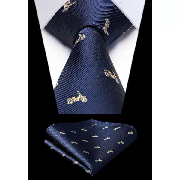 HISDERN Ties for Men Classic Animal Tie and Pocket Square Set Jacquard Woven Silk Neckties Handkerchief Wedding Party
