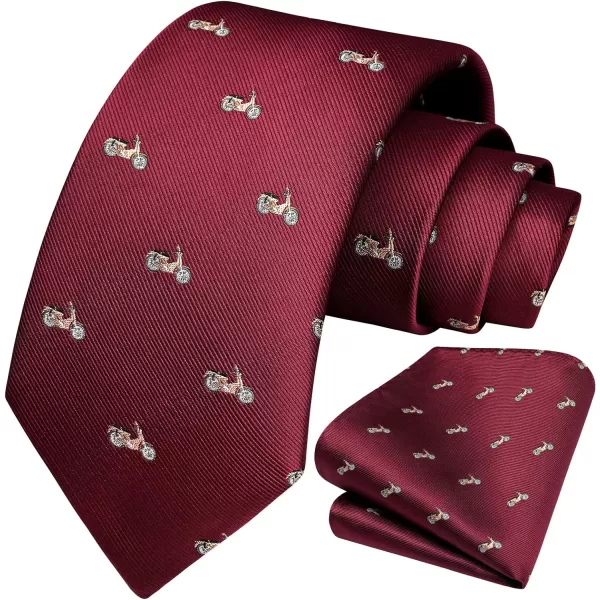 HISDERN Ties for Men Classic Animal Tie and Pocket Square Set Jacquard Woven Silk Neckties Handkerchief Wedding Party