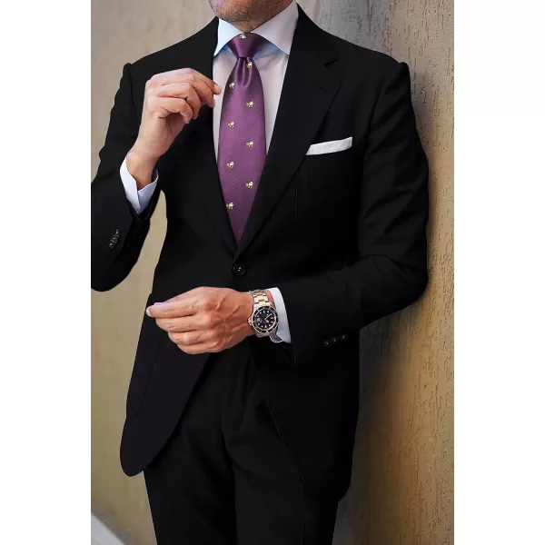 HISDERN Ties for Men Classic Animal Tie and Pocket Square Set Jacquard Woven Silk Neckties Handkerchief Wedding Party