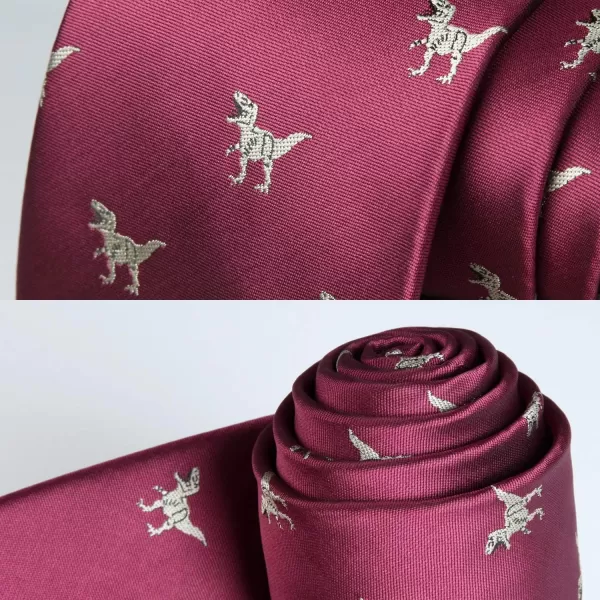 HISDERN Ties for Men Classic Animal Tie and Pocket Square Set Jacquard Woven Silk Neckties Handkerchief Wedding Party