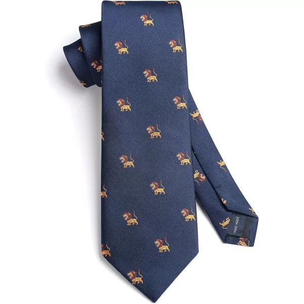 HISDERN Ties for Men Classic Animal Tie and Pocket Square Set Jacquard Woven Silk Neckties Handkerchief Wedding Party