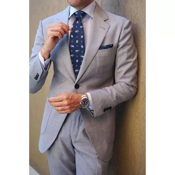 HISDERN Ties for Men Classic Animal Tie and Pocket Square Set Jacquard Woven Silk Neckties Handkerchief Wedding Party