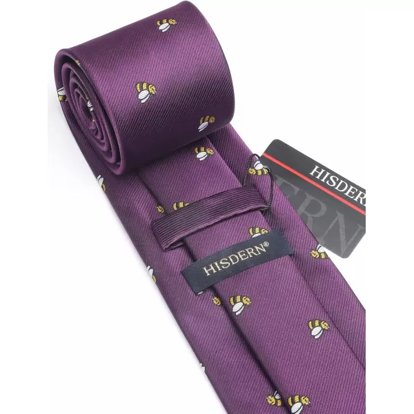 HISDERN Ties for Men Classic Animal Tie and Pocket Square Set Jacquard Woven Silk Neckties Handkerchief Wedding Party