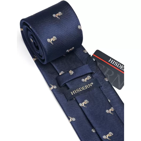 HISDERN Ties for Men Classic Animal Tie and Pocket Square Set Jacquard Woven Silk Neckties Handkerchief Wedding Party
