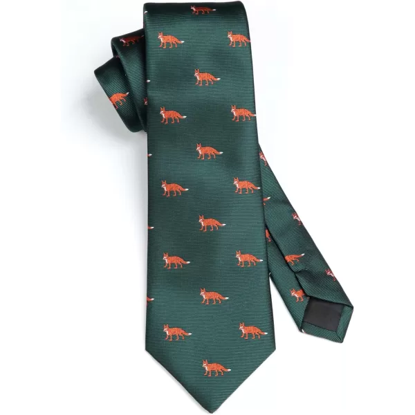 HISDERN Ties for Men Classic Animal Tie and Pocket Square Set Jacquard Woven Silk Neckties Handkerchief Wedding Party