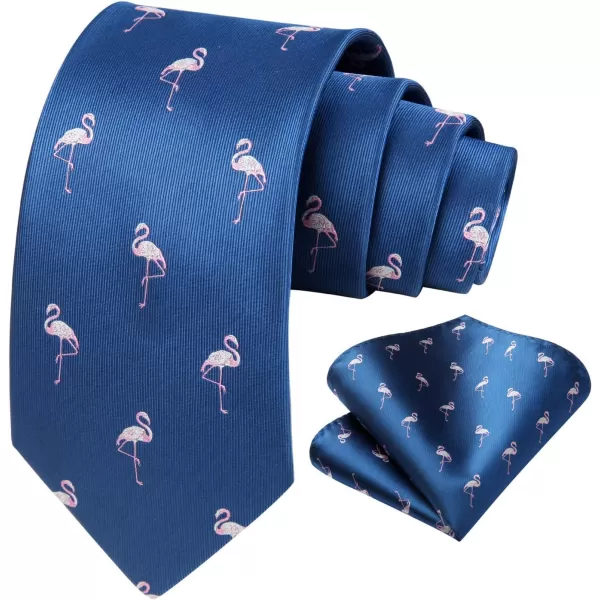 HISDERN Ties for Men Classic Animal Tie and Pocket Square Set Jacquard Woven Silk Neckties Handkerchief Wedding Party