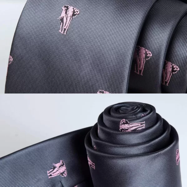 HISDERN Ties for Men Classic Animal Tie and Pocket Square Set Jacquard Woven Silk Neckties Handkerchief Wedding Party