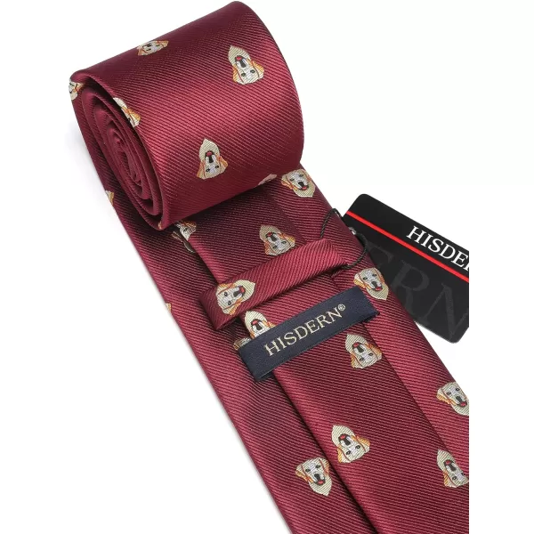 HISDERN Ties for Men Classic Animal Tie and Pocket Square Set Jacquard Woven Silk Neckties Handkerchief Wedding Party