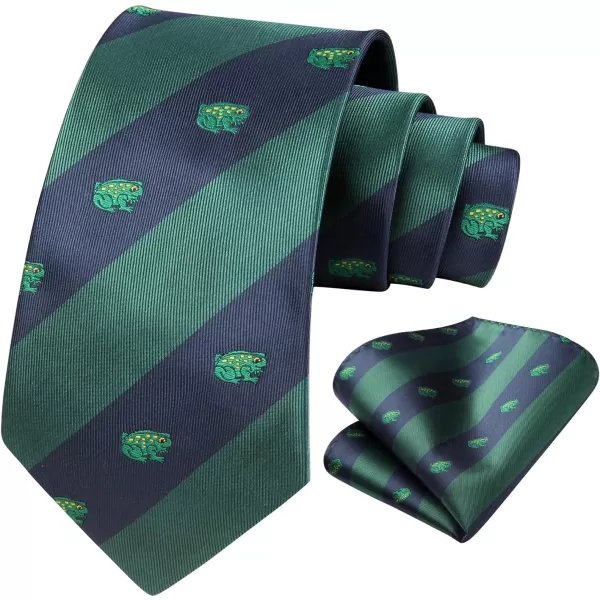 HISDERN Ties for Men Classic Animal Tie and Pocket Square Set Jacquard Woven Silk Neckties Handkerchief Wedding Party