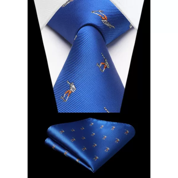 HISDERN Ties for Men Classic Animal Tie and Pocket Square Set Jacquard Woven Silk Neckties Handkerchief Wedding Party