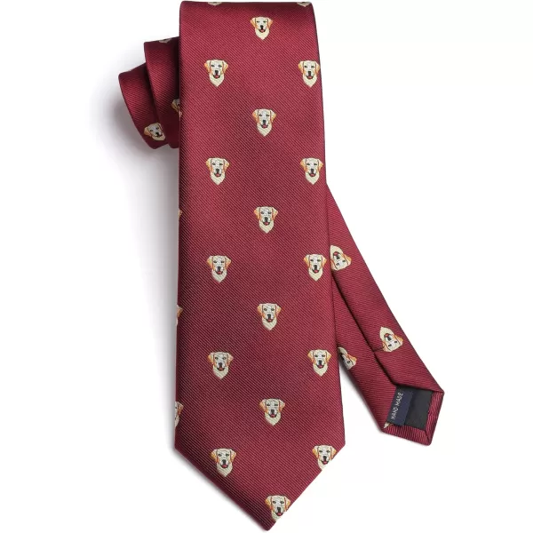 HISDERN Ties for Men Classic Animal Tie and Pocket Square Set Jacquard Woven Silk Neckties Handkerchief Wedding Party