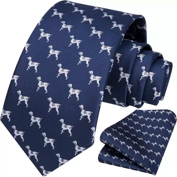 HISDERN Ties for Men Classic Animal Tie and Pocket Square Set Jacquard Woven Silk Neckties Handkerchief Wedding Party